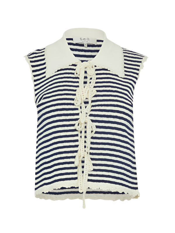 トップス 2025SS Sea New York Abbie Knit Vest Sea NY Addy Striped Knit Vest - Navy/White | Garmentory