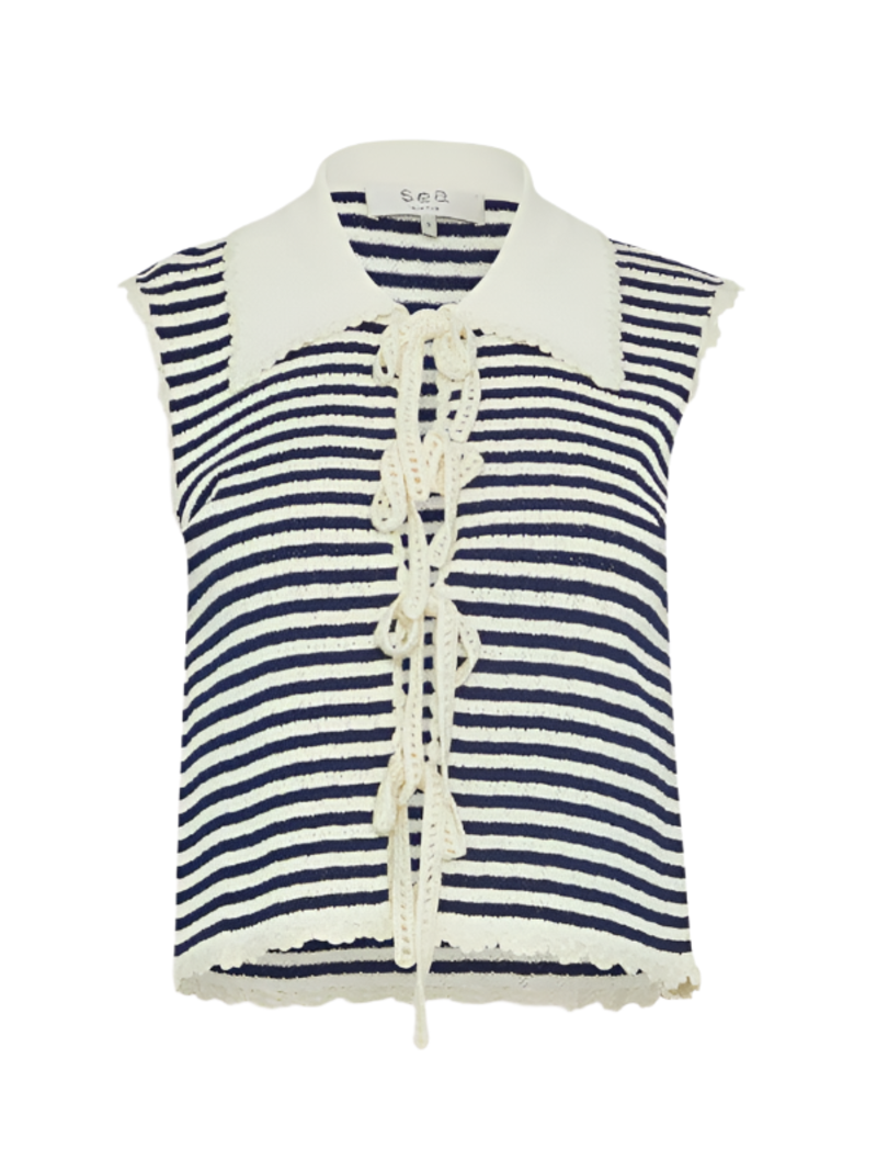 トップス 2025SS Sea New York Abbie Knit Vest Sea NY Addy Striped Knit Vest - Navy/White | Garmentory