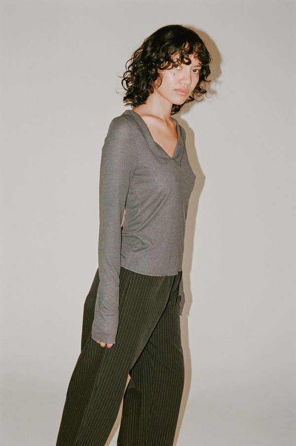Deiji Studios Cross Collar Top - Night Blue | Garmentory
