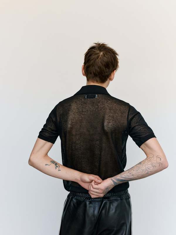 Ernest W. Baker Black Cotton Sheer Polo | Garmentory