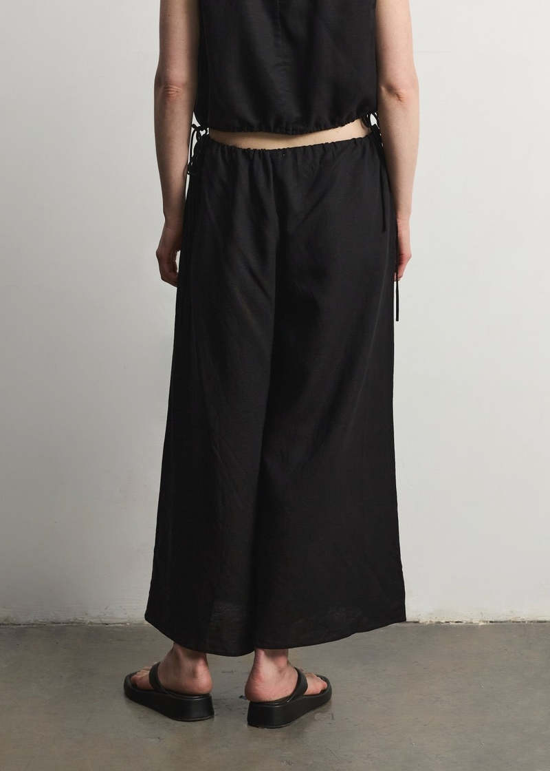 【フランス製】Agnes b Black Linen Wide Trousers フランス製】Agnes b Black Linen Wide Trousers Women's