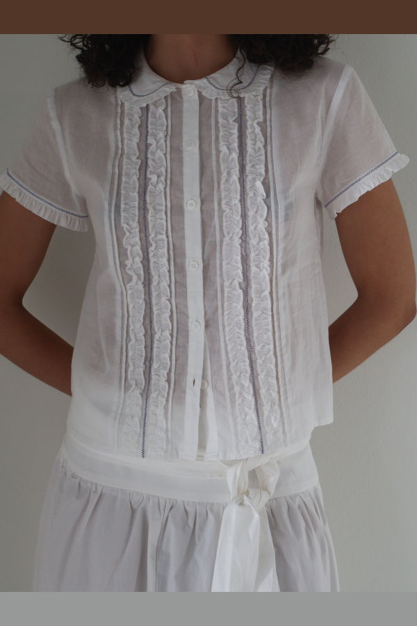 Loucia Frances Ruffle Blouse - White