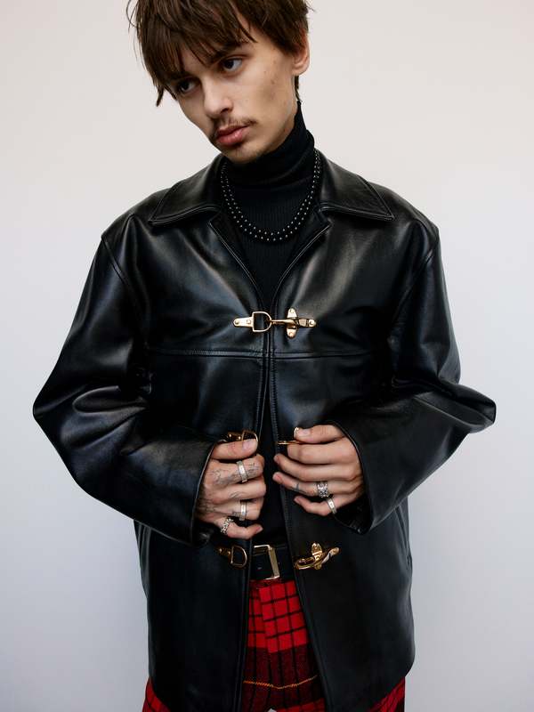a*様 ernest w baker SPREAD COLLAR JACKET Ernest W. Baker Leather Spread Collar Jacket – Antidote
