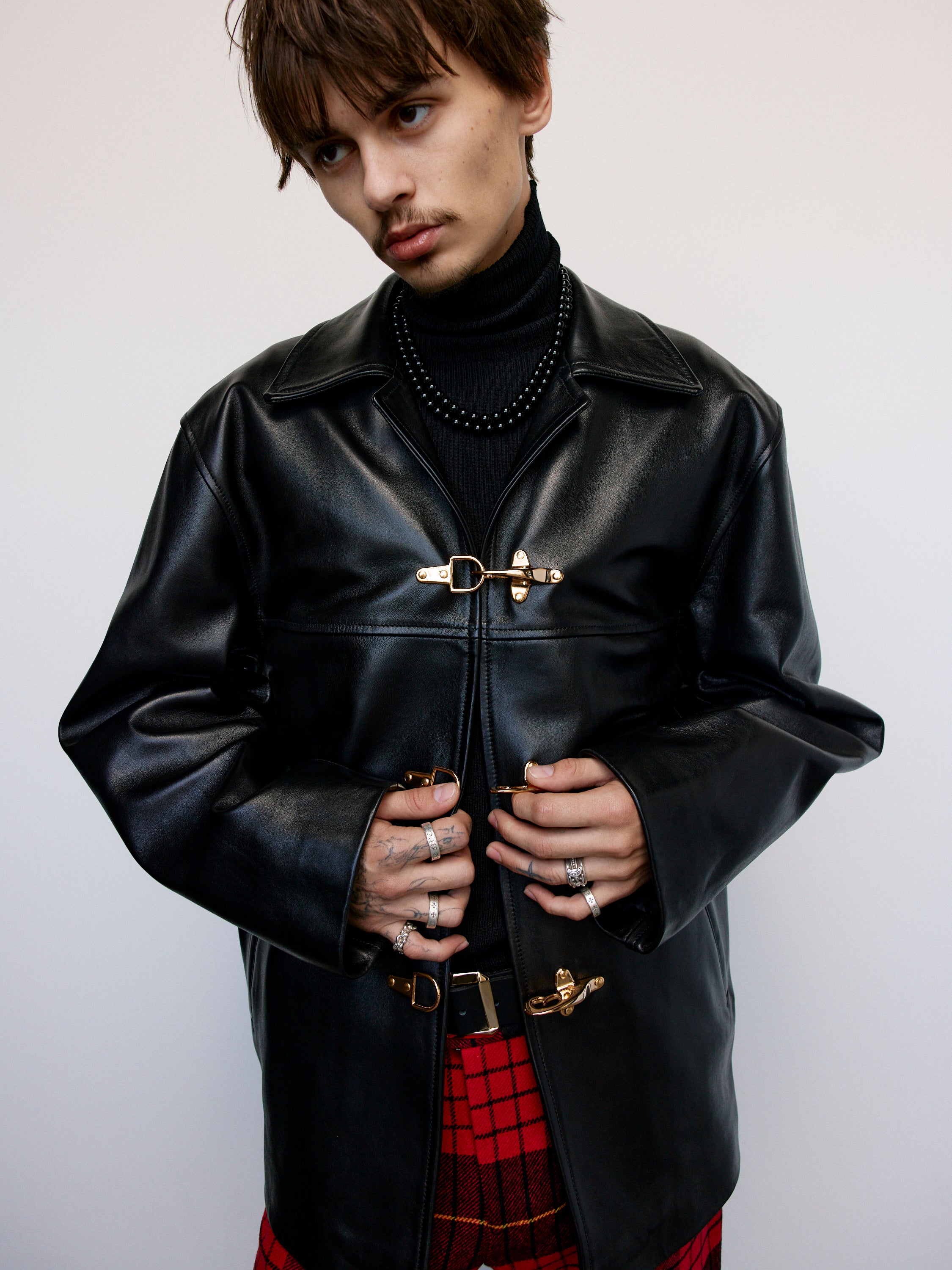 d*y様 ernest w baker SPREAD COLLAR JACKET Ernest W. Baker Leather Spread Collar Jacket – Antidote