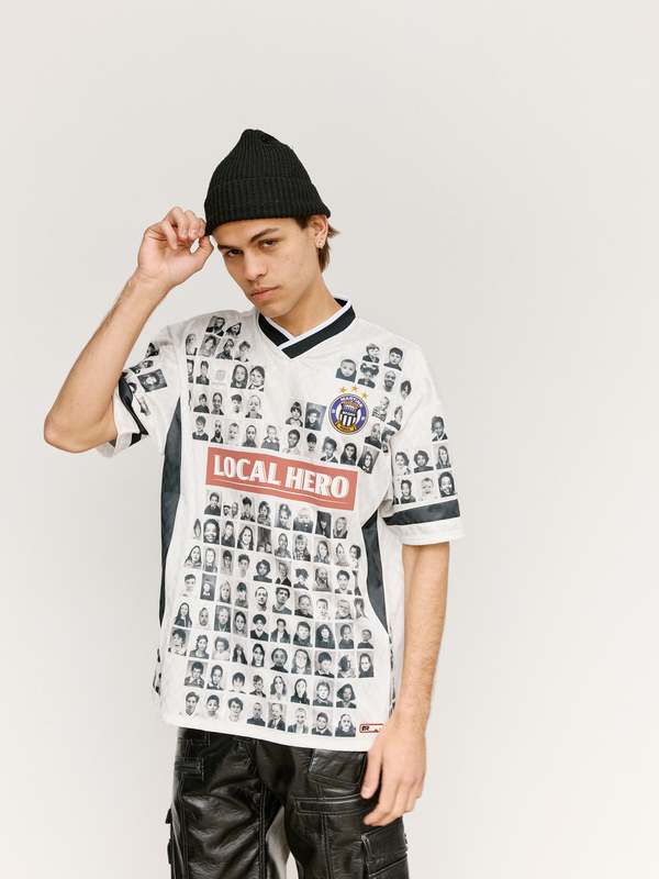 Martine Rose Faces Printed Football Top - Black/White