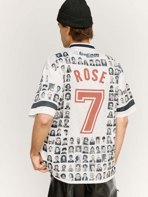 Martine Rose Faces Printed Football Top - Black/White | Garmentory