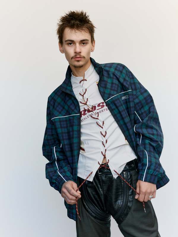 Martine Rose Black Tartan Oversized Track Jacket | Garmentory