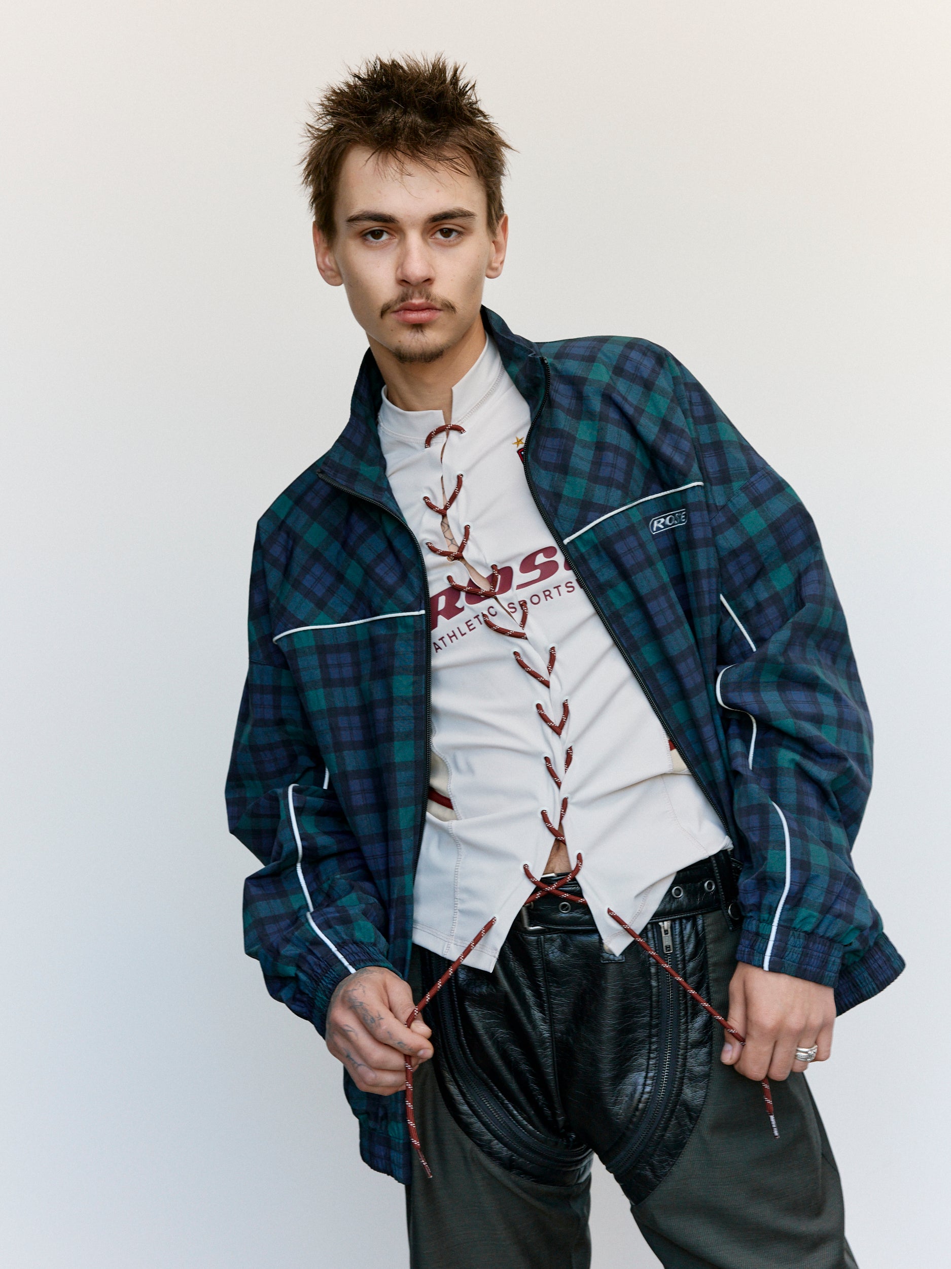 Martine Rose Black Tartan Oversized Track Jacket | Garmentory