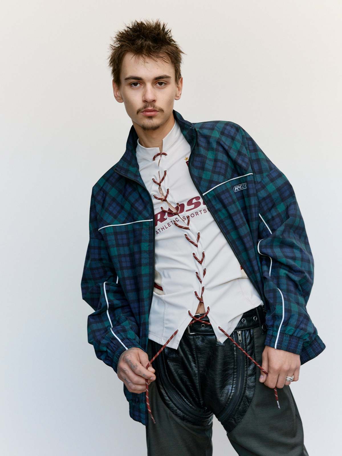 Martine Rose Black Tartan Oversized Track Jacket | Garmentory