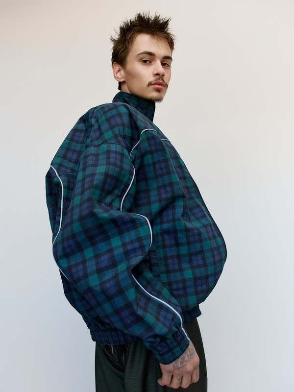Martine rose  チェックダブルジャケット Martine Rose Black Tartan Oversized Track Jacket | Garmentory