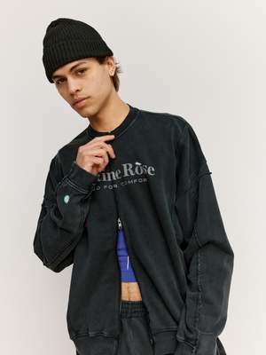 Martine Rose Zip Up Crew - Washed Black | Garmentory