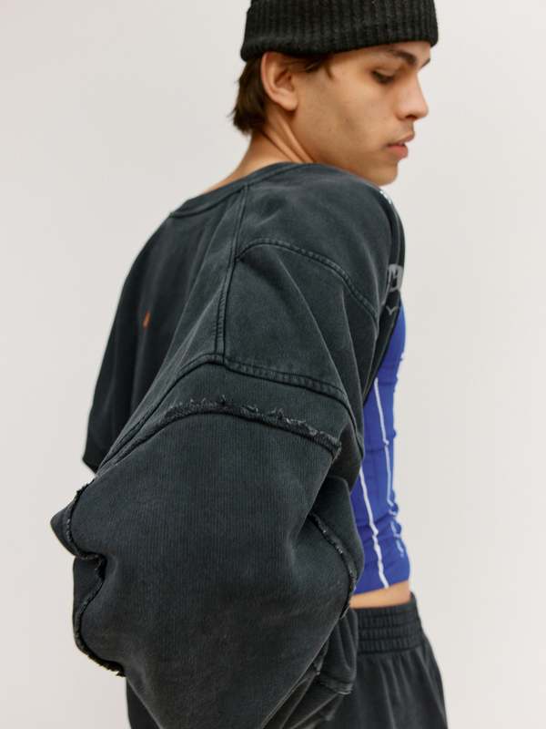 Martine Rose Zip Up Crew - Washed Black | Garmentory Martine Rose