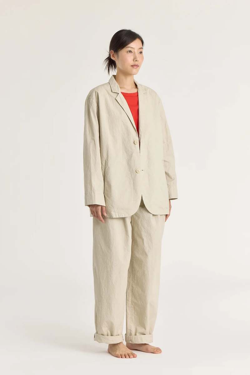 Black Crane Crinkled Blazer - Stone Black Crane Crinkled Blazer - Stone