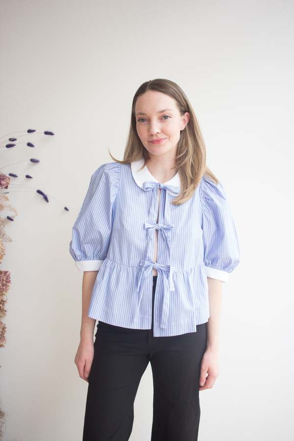 Eliza Faulkner Georgie Blouse - Blue Pinstripe