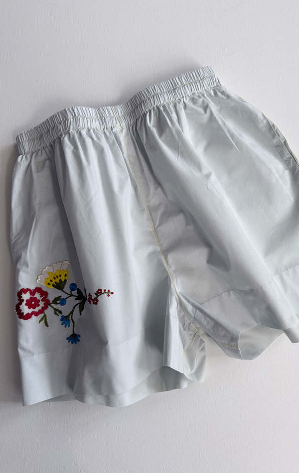 Laite Floral Cotton Shorts - Pale Blue