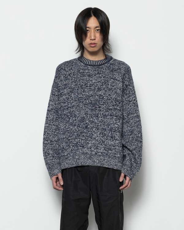 Acne Studios Jacquard Crew Neck Jumper - Blackbird/Blue/Multi 
