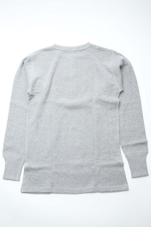 Warehouse & Co. Lot 5904 Four Needle Henley Neck Waffle Long Sleeve Shirt - Heather Grey