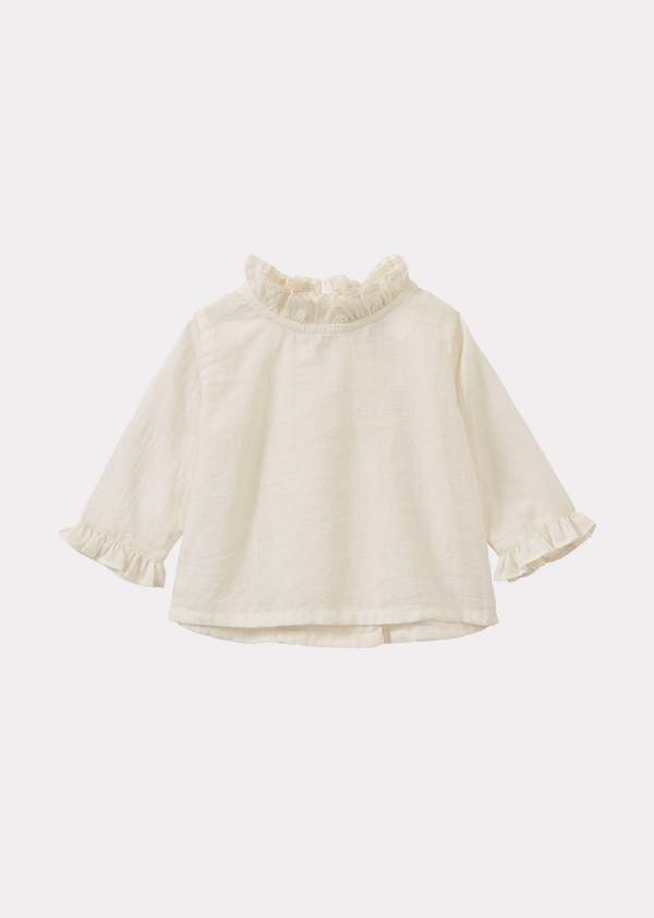 Caramel Blossom Baby Cotton Voile Top - Off-White