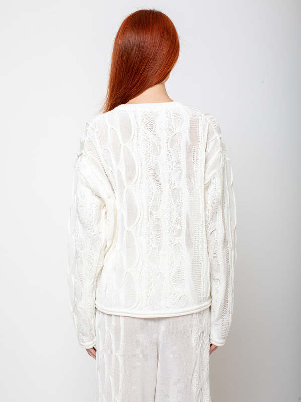 Black Crane Cable Summer Knit Top - Ivory
