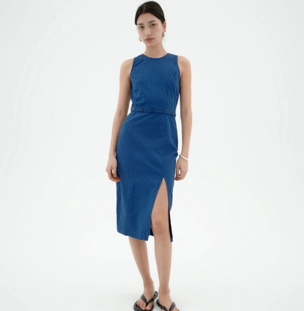 disney princess blue dress Patou | Oversized bow seersucker mini dress main image 1