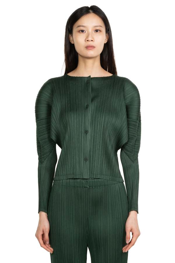 Pleats Please by Issey Miyake MC October Cardigan - Deep Green