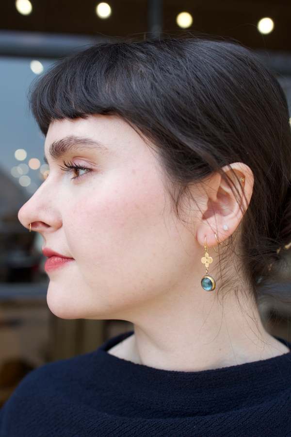 Ananda Khalsa Jewelry Rosecut London Topaz Drop Earrings - Blue