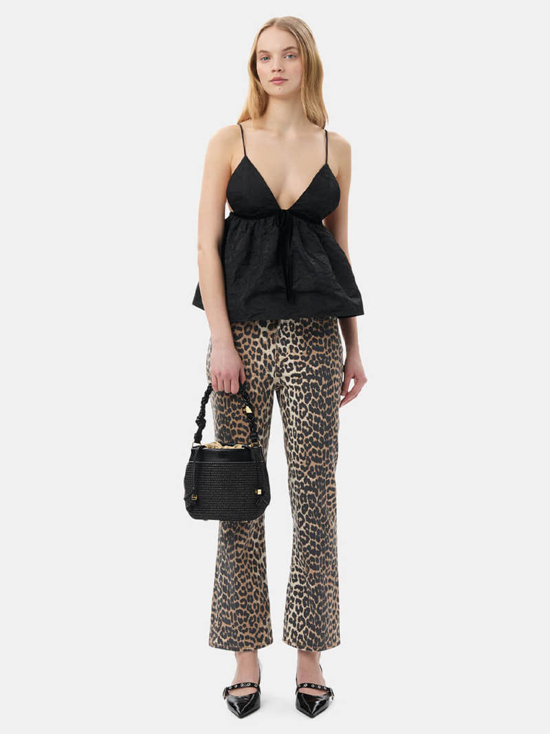 【関税＆送料込み】Ganni Leopard Betzy Jeans GANNI LEOPARD PRINT BETZY CROPPED JEAN