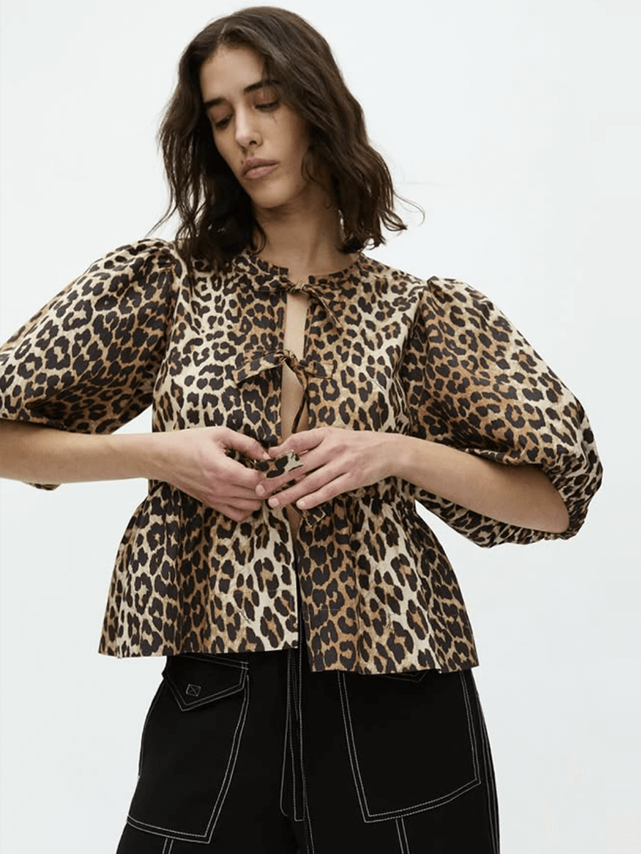 ★Leopard Cotton Poplin Peplum Blouse★ Ganni Leopard Poplin Peplum Blouse | Saks Fifth Avenue