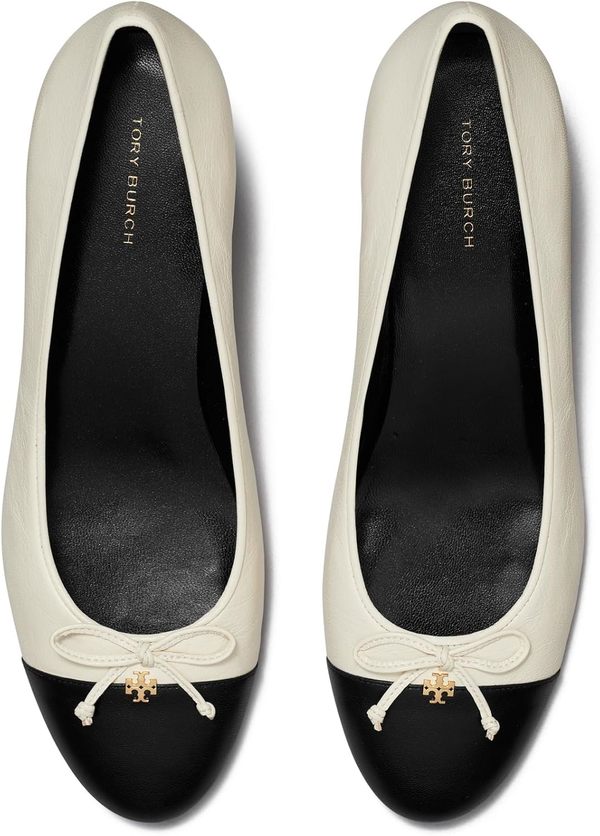 Tory Burch Cap-Toe Pump - Light Cream/Perfect Black