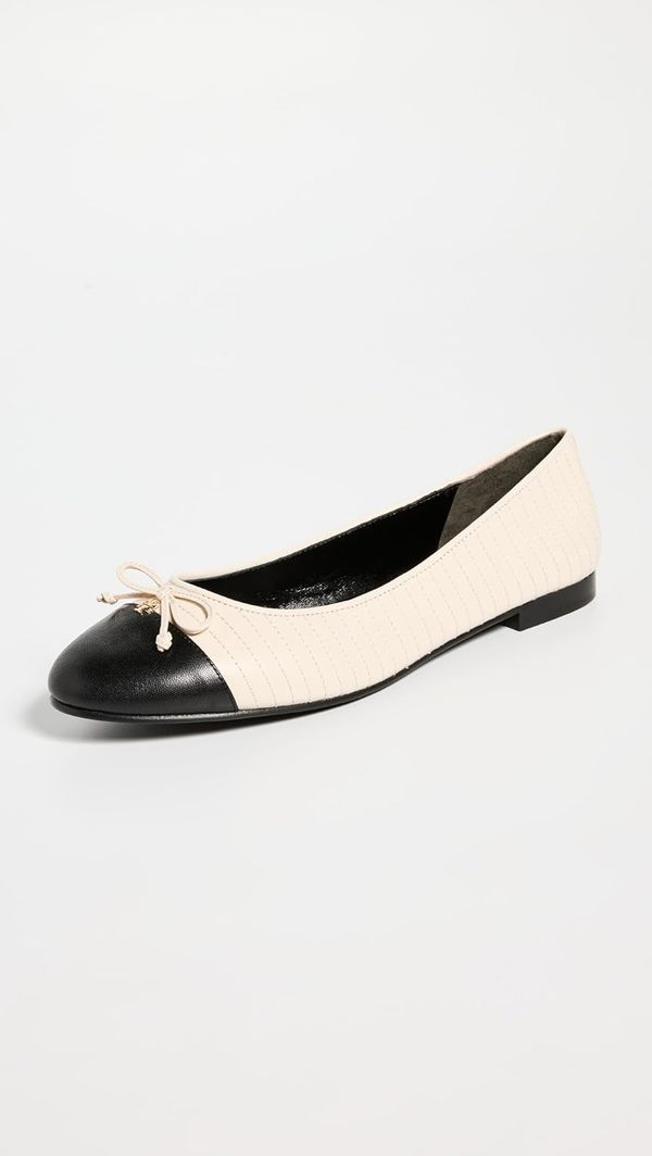 Reva patent leather ballet flats in black - Tory Burch  Tory Burch Black and White Flats display picture 1
