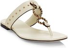 Tory Burch Vintage Plaque Leather Thong Sandals - Ivory - Thumbnail 1