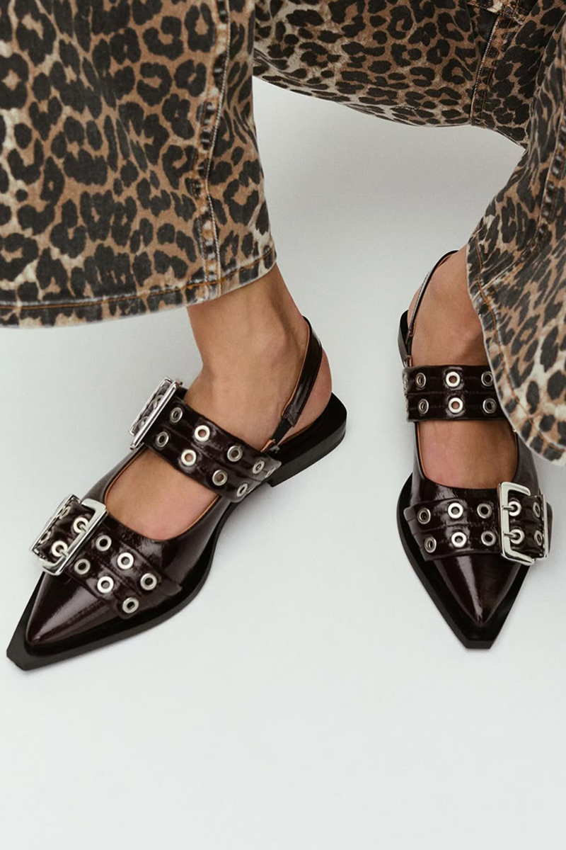 Ganni Chunky Buckle Ballerina - Burgundy | Garmentory Ganni Chunky Buckle Ballerina - Burgundy | Garmentory