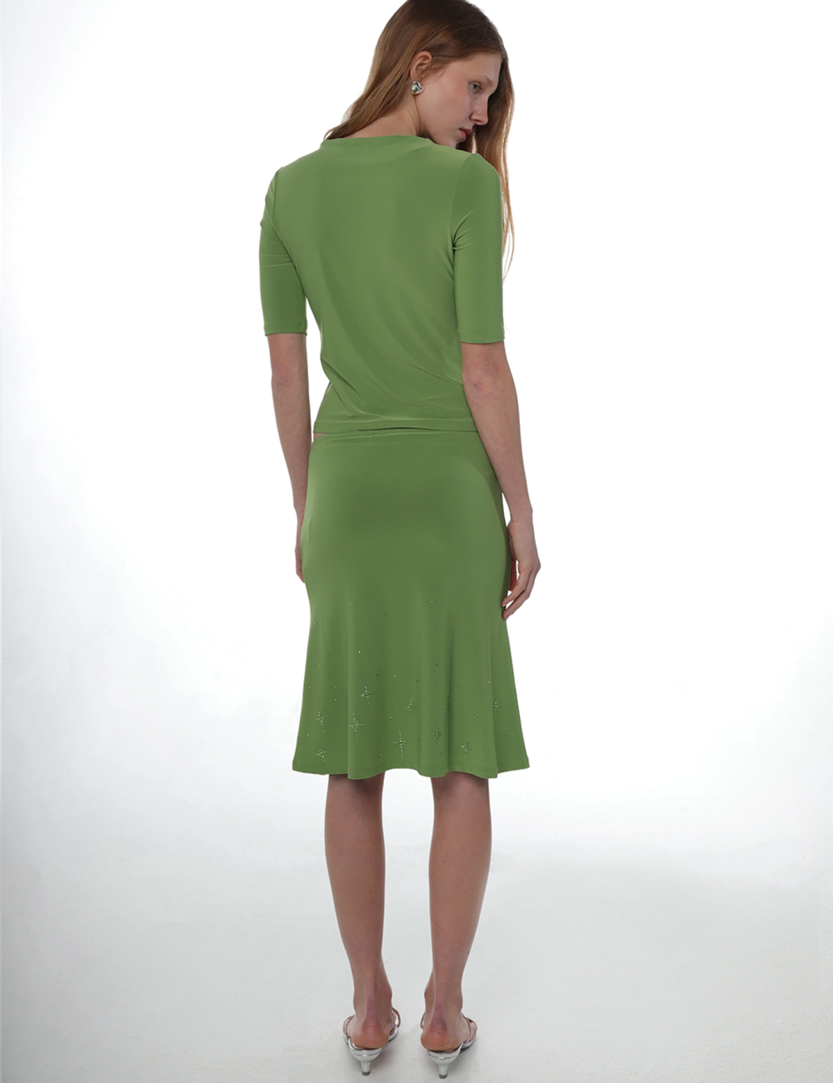 【関税込み】Sandy Liang グリーン Emolga ミディアムスカート Sandy Liang Emolga Skirt - Lime | Garmentory