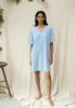 Organic Cotton Sasha-Sue Dress - Sea Blue/White - Thumbnail 1