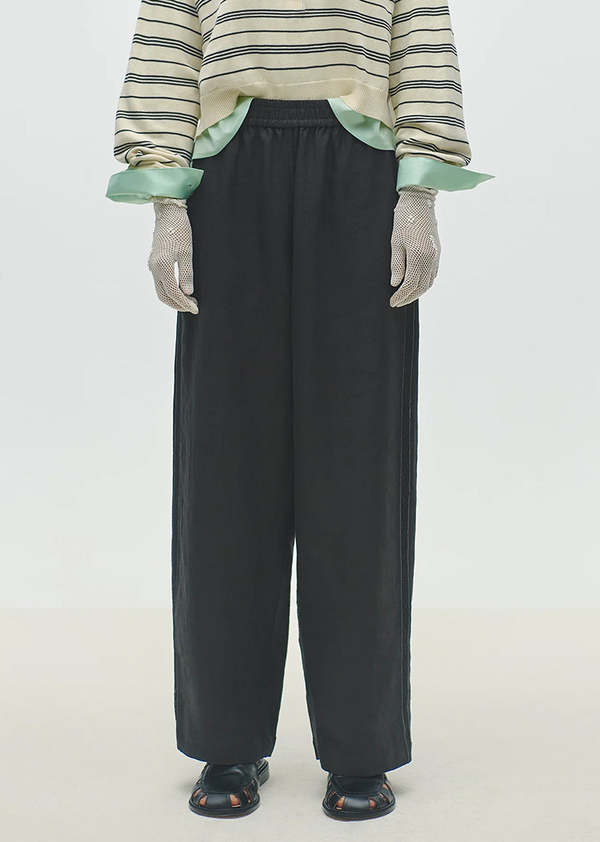 Cordera Linen Pants with Lace - Black