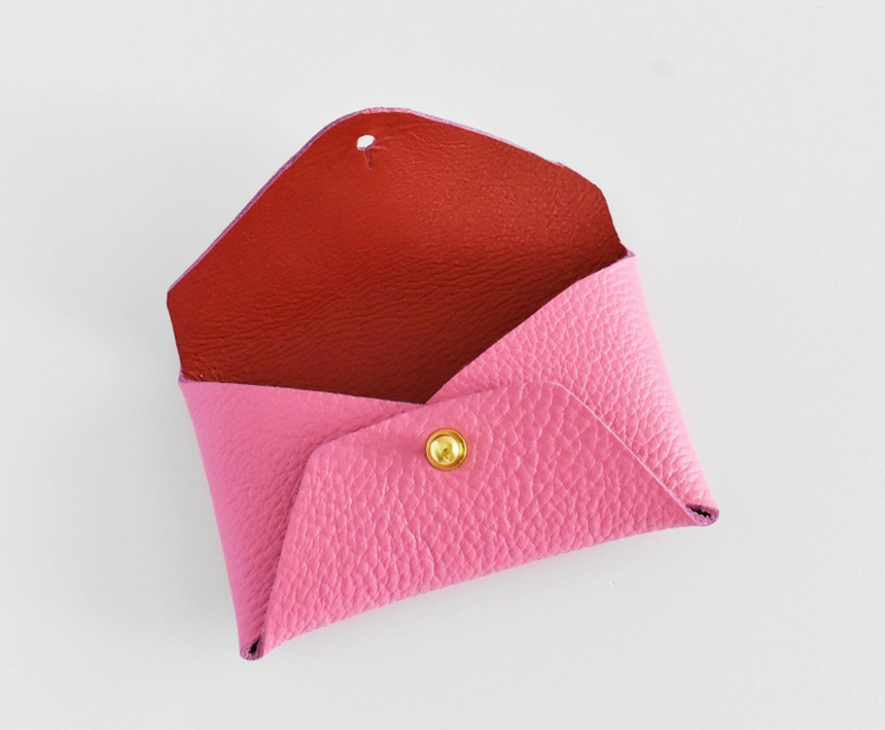 Celina Mancurti Leather Card Holder - Pink/Red