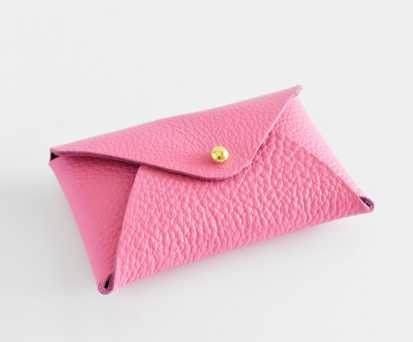 Celina Mancurti Leather Card Holder - Pink/Red