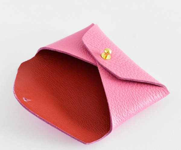 Celina Mancurti Leather Card Holder - Pink/Red