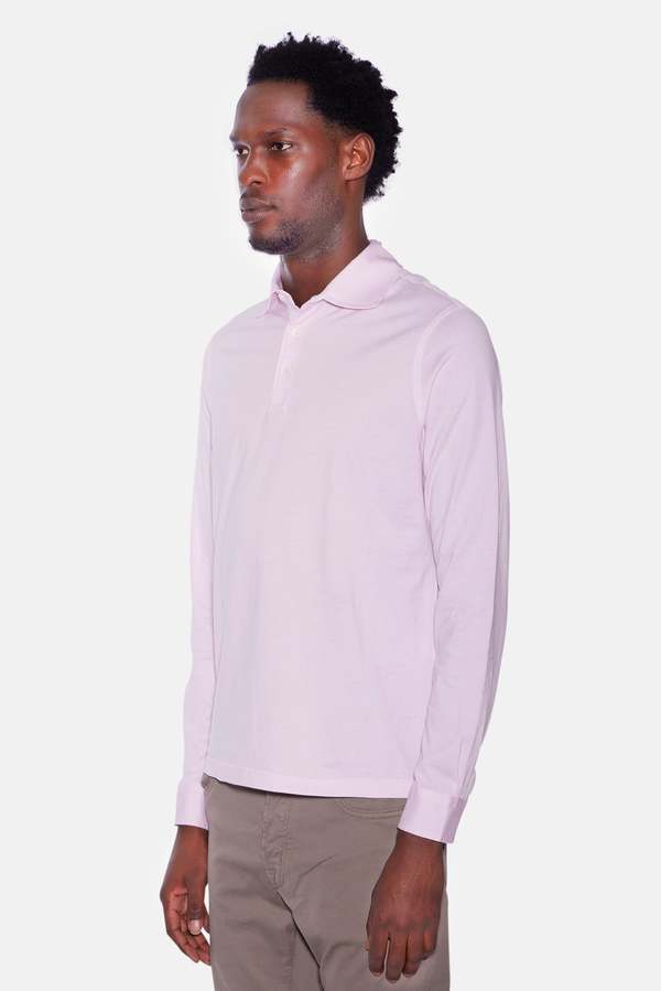 Filippo De Laurentiis Cotton Long Sleeve Polo - Pink