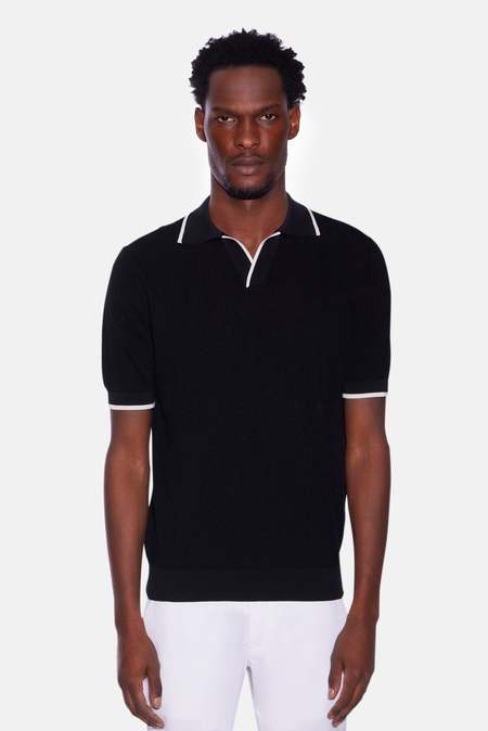 FILIPPO DE LAURENTIIS crepe cotton ポロ Filippo de Laurentiis Polo Fantasy Navy