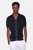 Filippo De Laurentiis Fine Cotton Short Sleeve Shirt - Midnight/White - Thumbnail 2