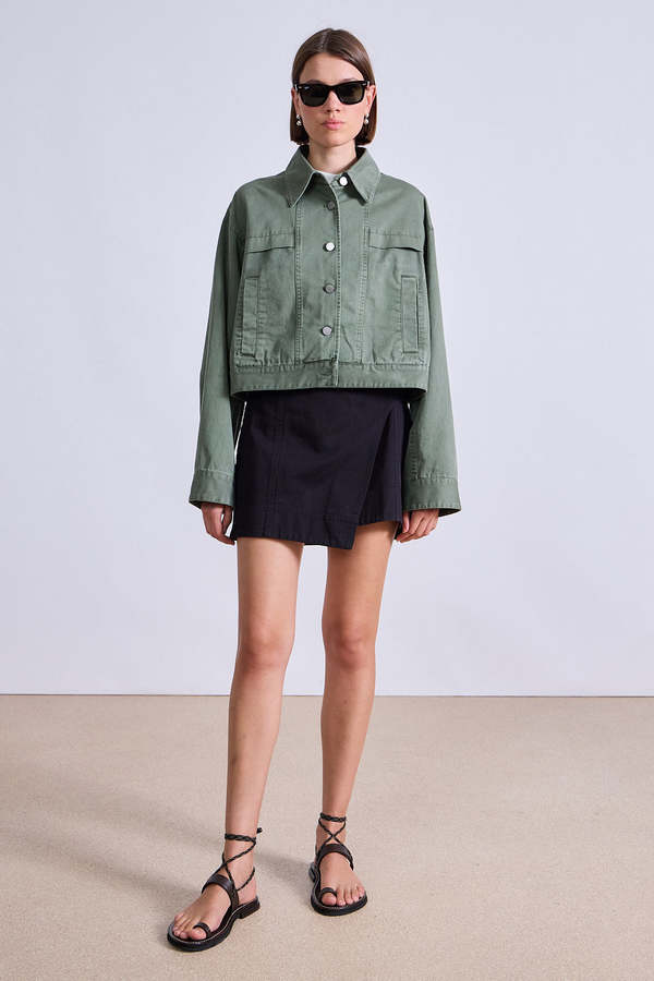 Apiece Apart Cropped Trapeze Jacket - Thyme Green | Garmentory
