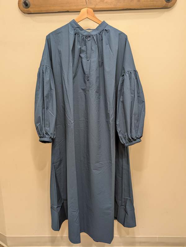 Black Crane Balloon Sleeve Dress - Blue