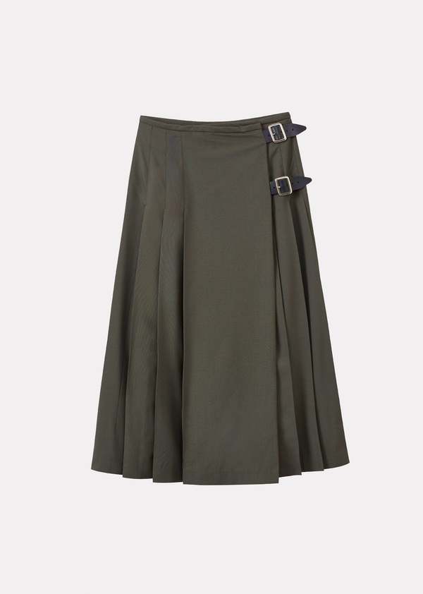 Caramel Women's Wool Kilt - Green
