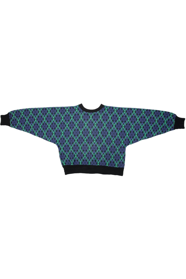 Vintage Sundazed 80s Jacquard Batwing Cut Cybernetic Pullover - Purple