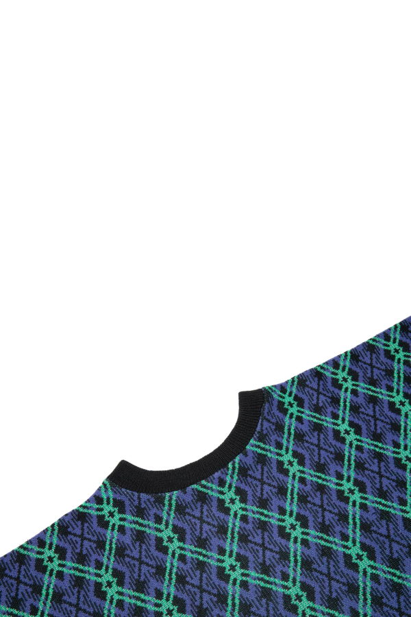 Vintage Sundazed 80s Jacquard Batwing Cut Cybernetic Pullover - Purple