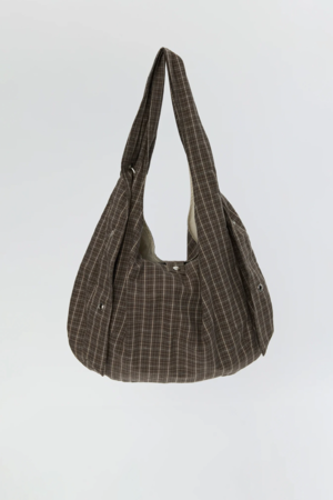 mfpen Eyelet Shoulder Bag - Brown Linen Check | Garmentory