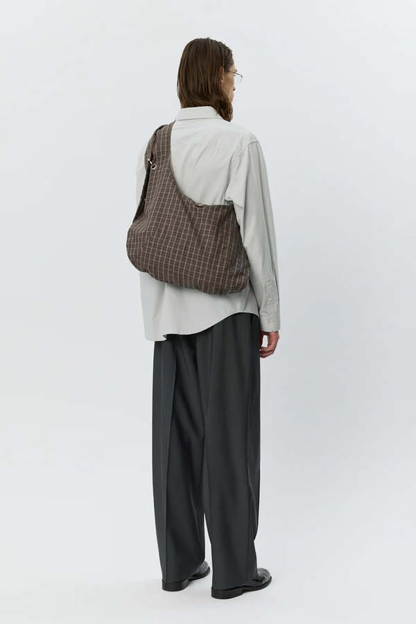 mfpen Eyelet Shoulder Bag - Brown Linen Check | Garmentory