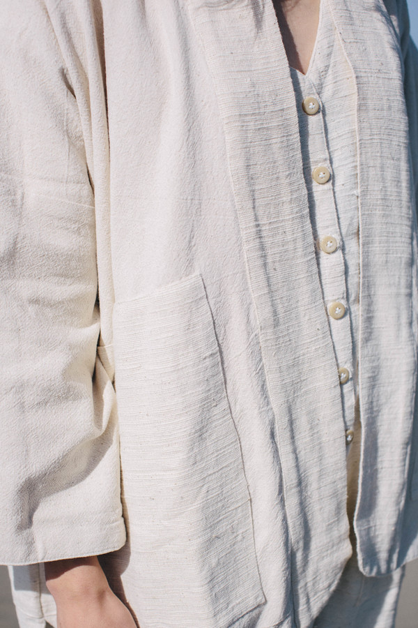 Happy French Gang Inside Dots Coat - White