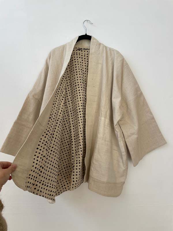 Happy French Gang Inside Dots Coat - White